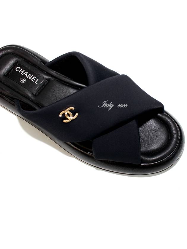 CC Logo Cross Mule Black - CHANEL - BALAAN 7