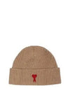 Logo Patch Merano Wool Beanie Camel - AMI - BALAAN 2