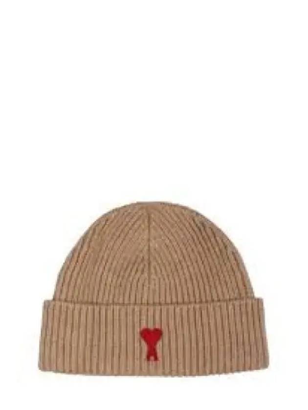 Logo Patch Merano Wool Beanie Camel - AMI - BALAAN 2