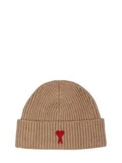 Logo Patch Merano Wool Beanie Camel - AMI - BALAAN 2