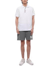 Men's Textured Cotton Shorts Grey - THOM BROWNE - BALAAN 4