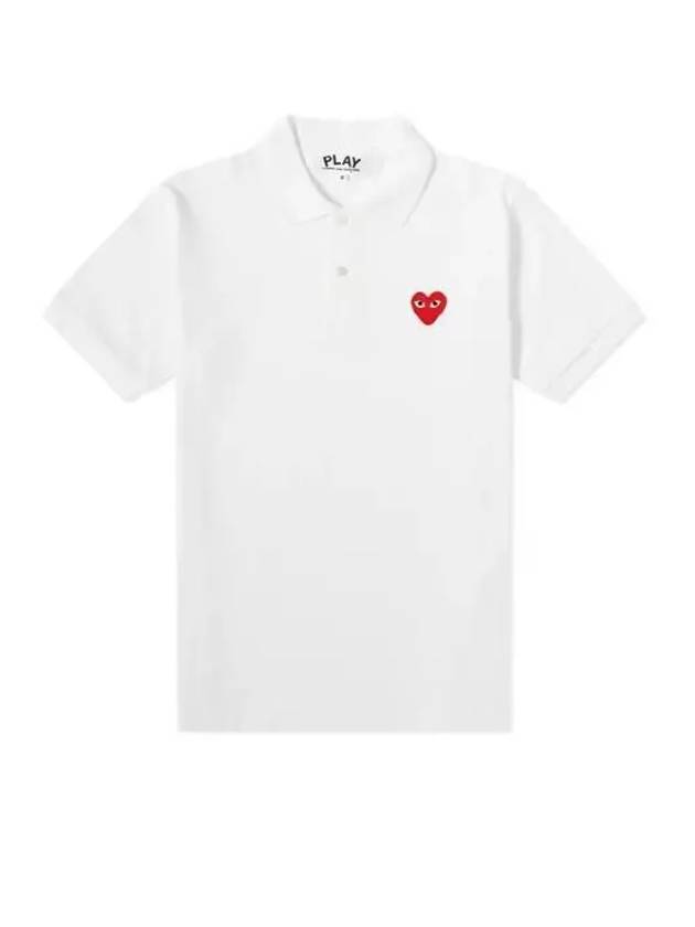 Red Heart Wappen Polo Shirt P1 T006 5 White - COMME DES GARCONS - BALAAN 3