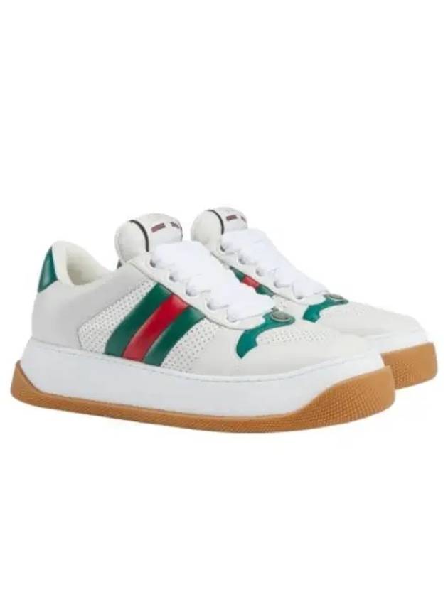 Screener Web Leather Low Top Sneakers White - GUCCI - BALAAN 2