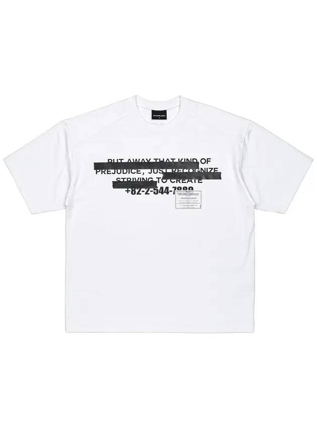 Hidden Slogan Pigment Short Sleeve T-Shirt White - BLACKBLOND - BALAAN 1