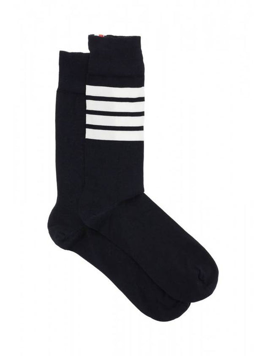 Men's Diagonal Light Weight Midi Socks Navy - THOM BROWNE - BALAAN.