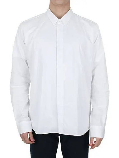 Heart Logo Tonal Cotton Poplin Long Sleeve Shirt White - AMI - BALAAN 2