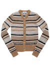 Striped Soft Wool Knit Cardigan Brown - GANNI - BALAAN 3