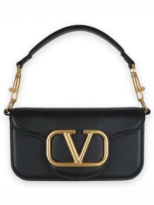 V Logo Buckle Calfskin Small Shoulder Bag Black - VALENTINO - BALAAN 2