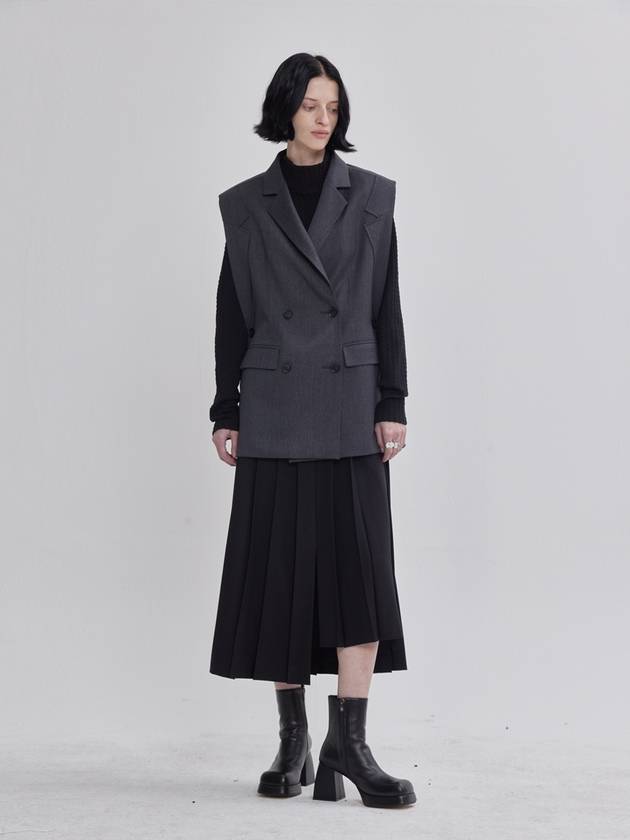 Lapel Collar Develop Design Wool Vest Gray - LIE - BALAAN 5