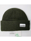 Logo Patch Knit Beanie Green - GANNI - BALAAN 4