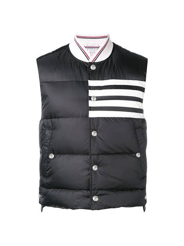 Men's Matte Diagonal Nylon Down Padded Vest Black - THOM BROWNE - BALAAN 1