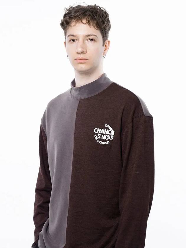 Men s M243MT03BR Circular Reverse Sleeve Half Neck Sweatshirt Brown - CHANCE'S NOI - BALAAN 8