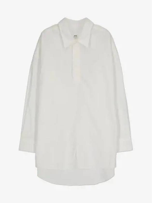 Long Sleeve Shirt Short Dress White - AMI - BALAAN 2