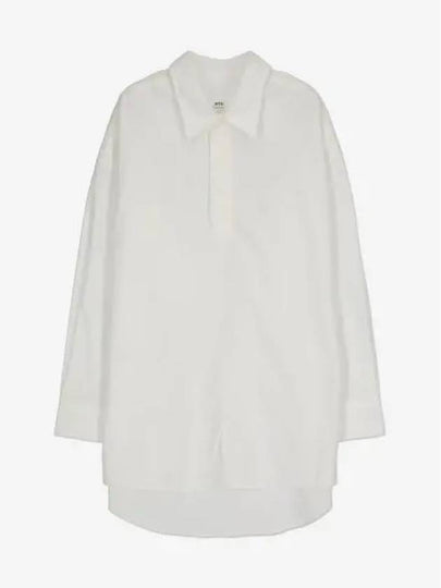 Long Sleeve Shirt Short Dress White - AMI - BALAAN 2