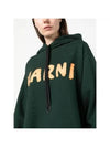 Logo Print Cotton Hooded Top Dark Green - MARNI - BALAAN 6