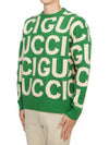 Logo Intarsia Knit Top Green - GUCCI - BALAAN 3