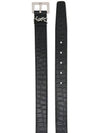 Monogram Crocodile Leather Belt Black - SAINT LAURENT - BALAAN 3