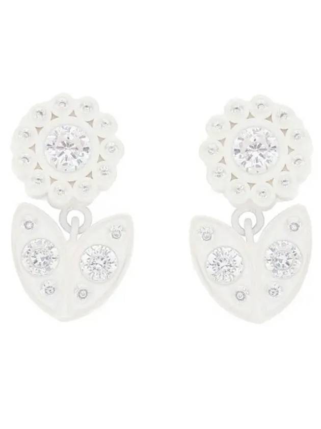 Zirconia Cubic Flower Earrings White - BOTTEGA VENETA - BALAAN 1