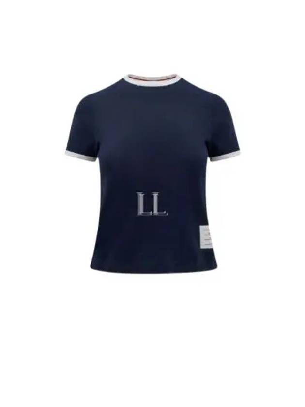 Asymmetric Hem Short Sleeve T-Shirt Navy - THOM BROWNE - BALAAN 2