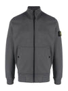 Men's Wappen Patch Cotton Zip Up Jacket Grey - STONE ISLAND - BALAAN 2