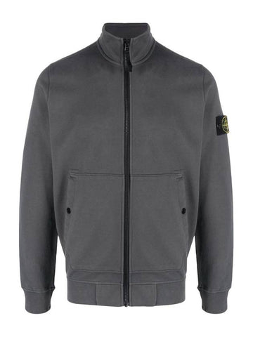 Men's Wappen Patch Cotton Zip Up Jacket Grey - STONE ISLAND - BALAAN 1