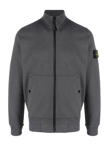 Men's Wappen Patch Cotton Zip Up Jacket Grey - STONE ISLAND - BALAAN 1