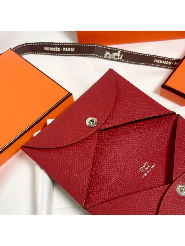 Women s Calvi Wallet Absong Rouge Grande Leather Business Card Holder H044164CK54 - HERMES - BALAAN 6