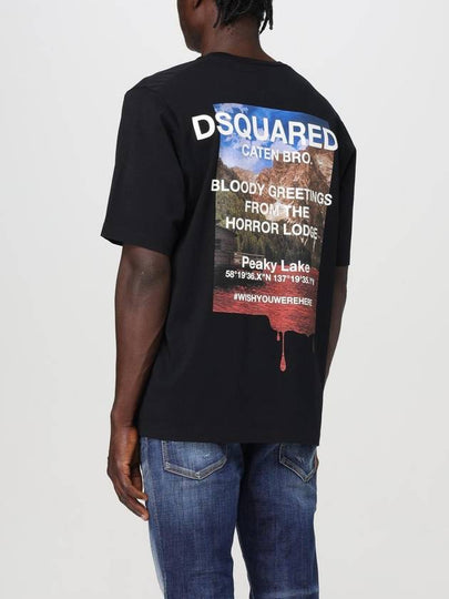 T-shirt di cotone Dsquared2 con stampa posteriore - DSQUARED2 - BALAAN 2