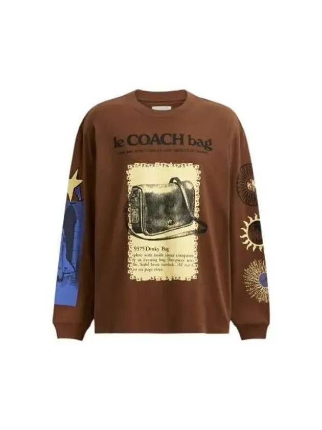 Graphic Long Sleeve T-Shirt Brown - COACH - BALAAN 2