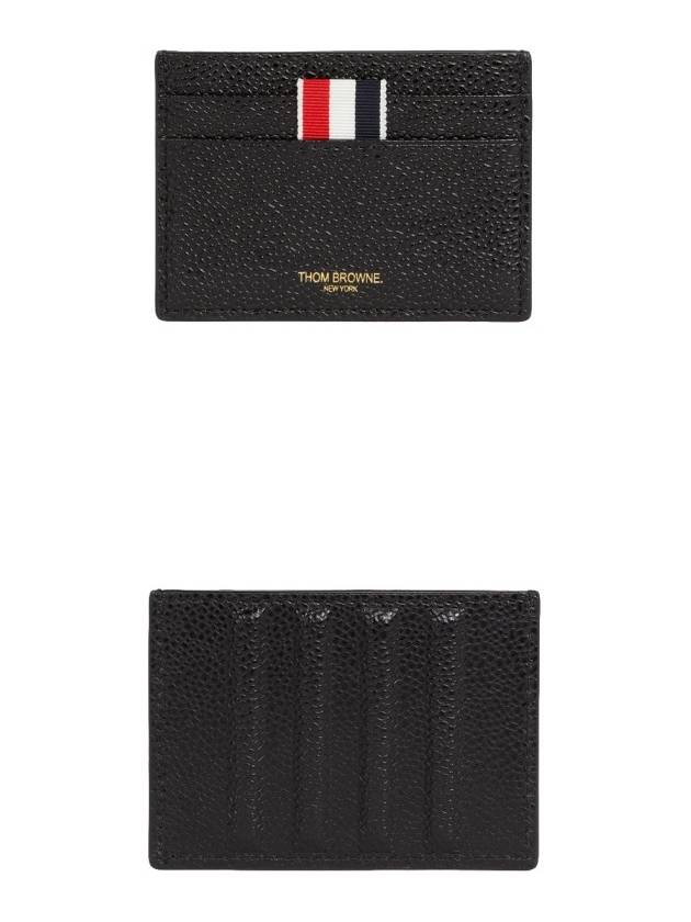 Debossed 4 Bar Pebble Grain Card Wallet Black - THOM BROWNE - BALAAN 5