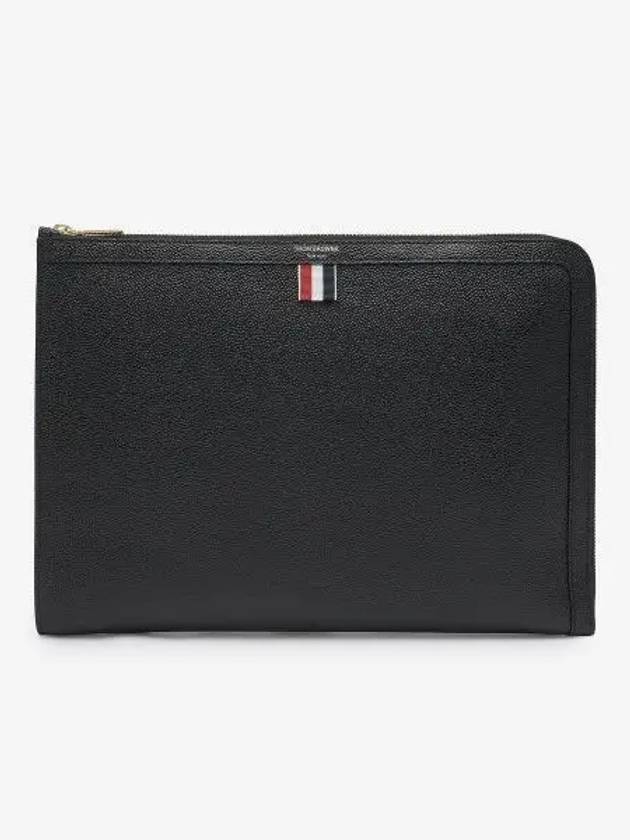 Three Stripes Tab Pebble Document Folio Clutch Bag Black - THOM BROWNE - BALAAN 2