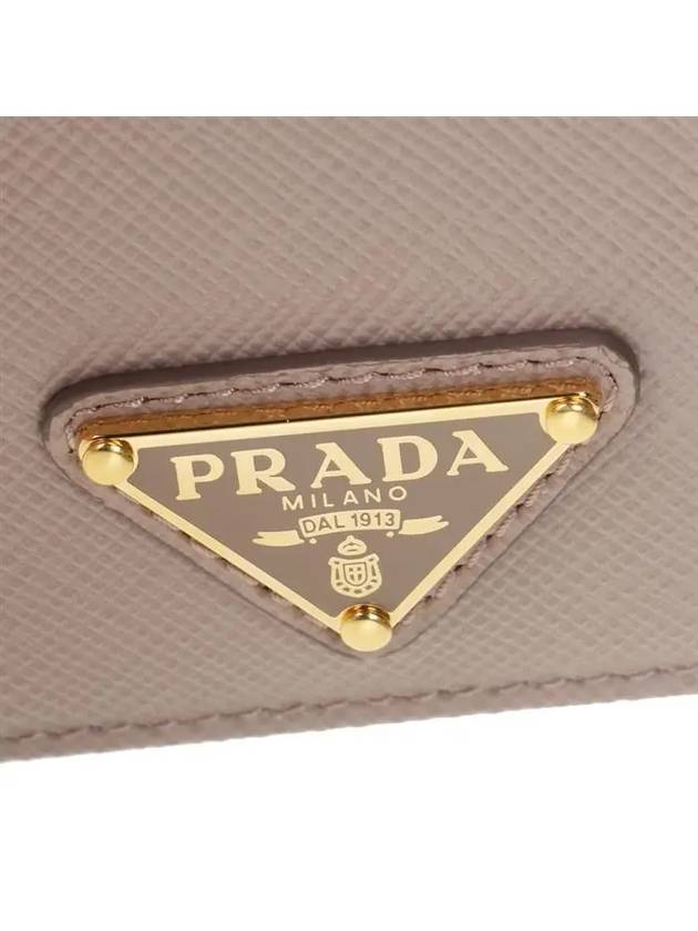 Gold Triangle Logo Saffiano Half Wallet Pink Beige - PRADA - BALAAN 9