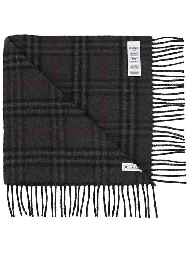 Check Reversible Cashmere Scarf Charcoal Black - BURBERRY - BALAAN 4