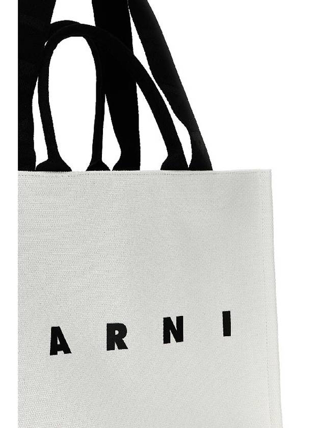 Logo Print Canvas Tote Bag White - MARNI - BALAAN 3