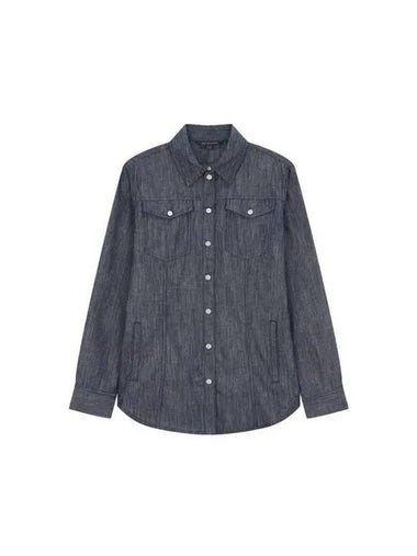 Women s 1991 Logo Snap Button Denim Shirt Indigo 270224 - ARMANI EXCHANGE - BALAAN 1