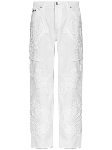 Dolce & Gabbana Jeans With Stitching, Women's, White - DOLCE&GABBANA - BALAAN 1