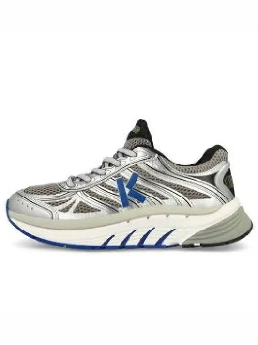 Men's Face Trainer Low Top Sneakers Silver Grey - KENZO - BALAAN 2