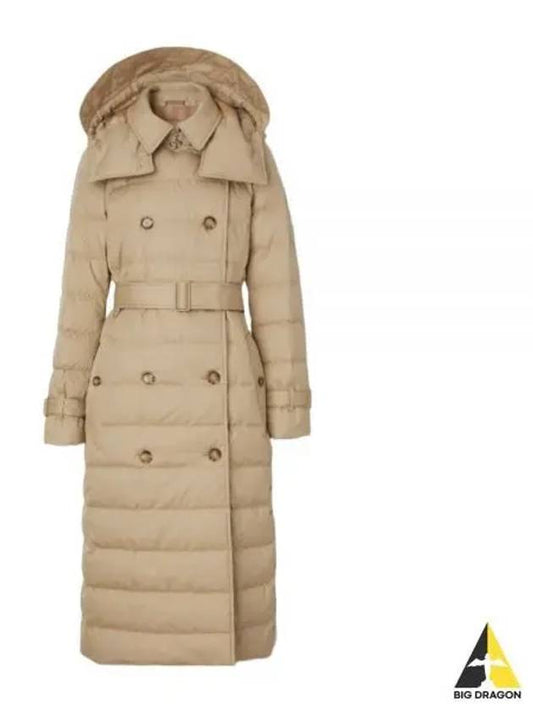 Detachable Hood Cotton Gabardine Puffer Padded Honey - BURBERRY - BALAAN 2