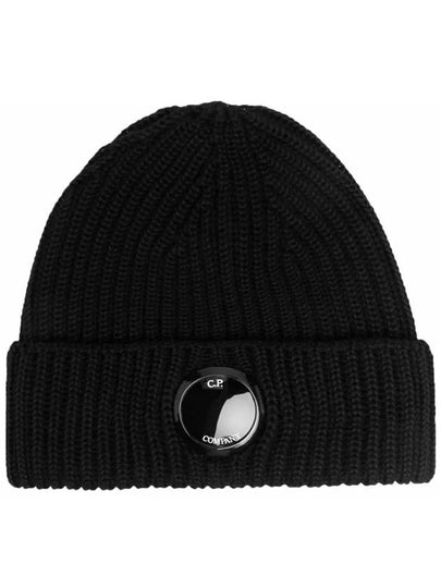 Lens Wappen Extra Fine Merino Wool Beanie Black - CP COMPANY - BALAAN 2