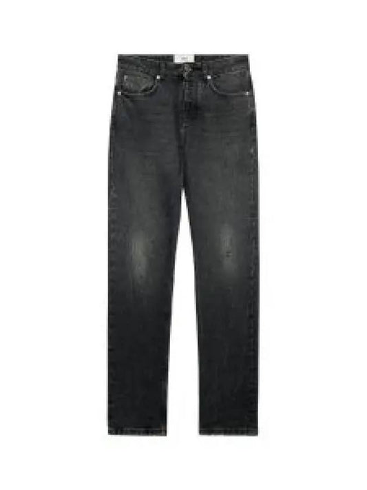 Logo Patch Straight Jeans Black - AMI - BALAAN 2