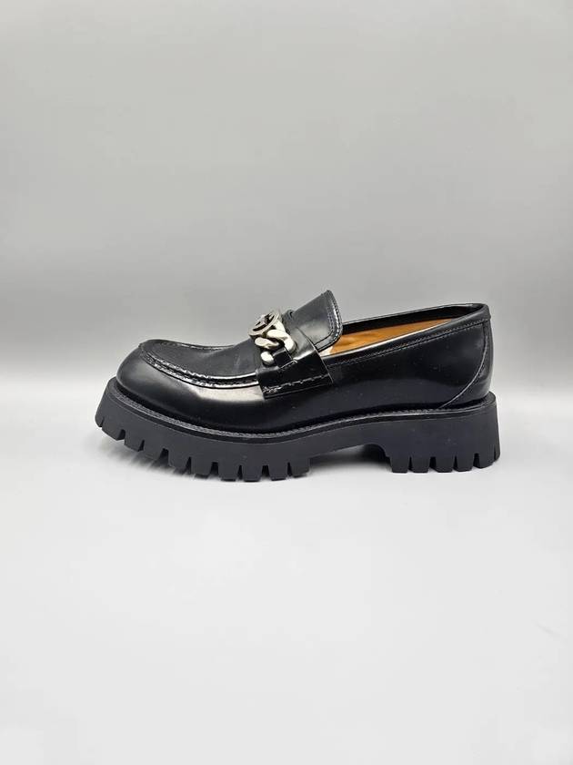 Loafer with Interlocking G Black Leather - GUCCI - BALAAN 5