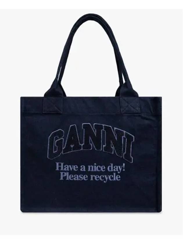 Easy Shopper Large Denim Tote Bag Navy - GANNI - BALAAN 2