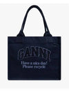 Easy Shopper Large Denim Tote Bag Navy - GANNI - BALAAN 3