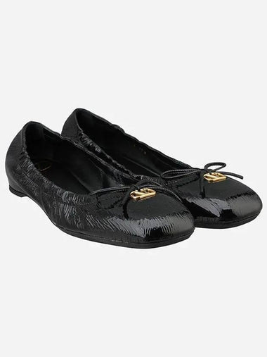 5W2S0JG3 HRM 0NO V logo signature flat shoes black 1046581 - VALENTINO - BALAAN 1