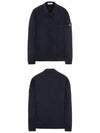 Stretch Cotton Twill Overshirt Zip-up Jacket Navy Blue - STONE ISLAND - BALAAN 5