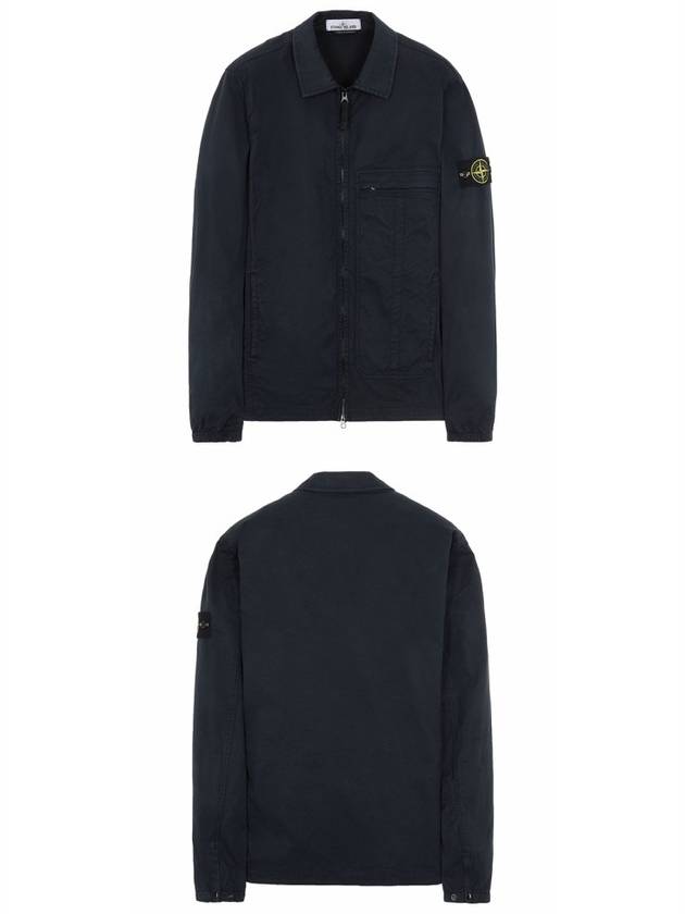 Stretch Cotton Twill Overshirt Zip-up Jacket Navy Blue - STONE ISLAND - BALAAN 5