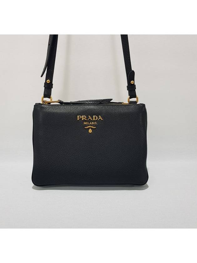 Black leather double zip cross bag 1BH046 - PRADA - BALAAN 2