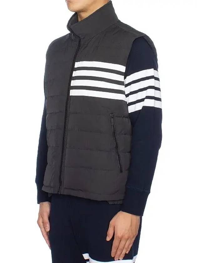 4 Bar Poly Twill Down Vest Charcoal - THOM BROWNE - BALAAN 5