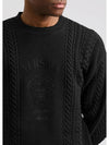 Embroidered Logo Cable Knit Top Black - VERSACE - BALAAN 6