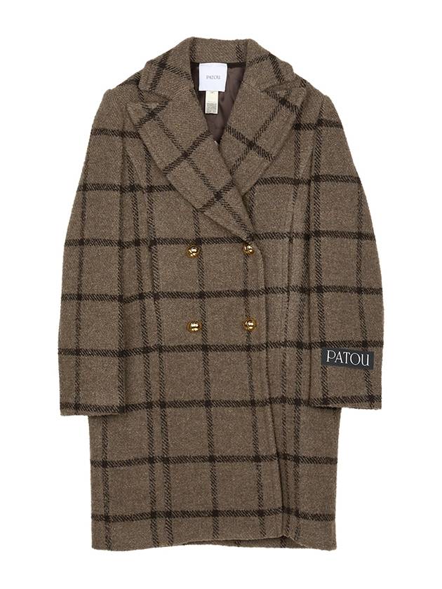 Wool Blend Breasted Double Coat Grey - PATOU - BALAAN 2